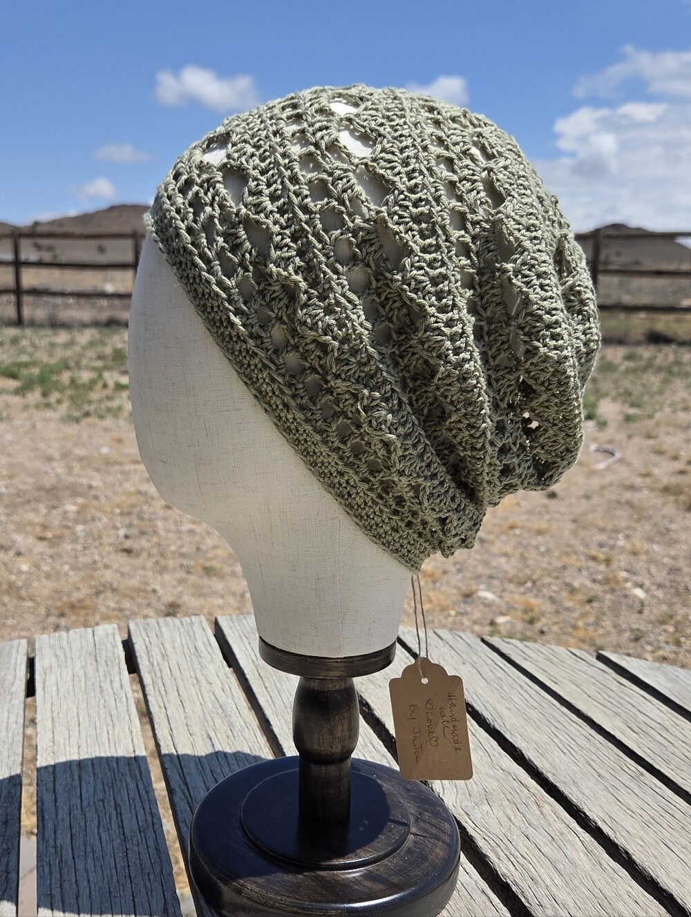 Artisan Handmade Extra-Lightweight Cotton Blend Lacey Crochet Boho Slouch Beanie